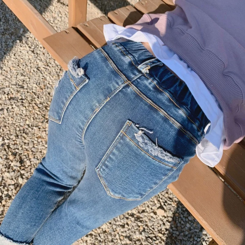 little girls jeans korea fashion tights trousers pencil pants spring and autumn children's clothing costume size 90-130