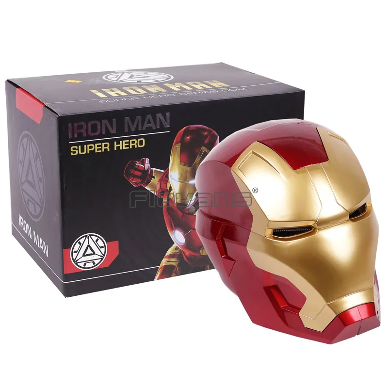 Мстители Железный человек Шлем косплей супергерой Marvel Tony Stark экшн фигурка сенсорная маска с светодиодный легкий шлем - Цвет: gold
