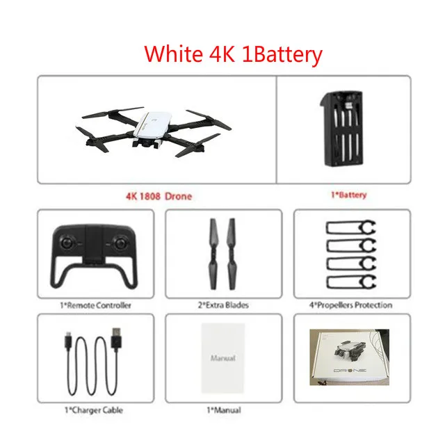 White 4K Радиоуправляемый Дрон 4K HD Квадрокоптер с камерой Wifi FPV поток позиционирования жеста фото Дрон Vs sg106 Visuo xs816 - Цвет: White 4K