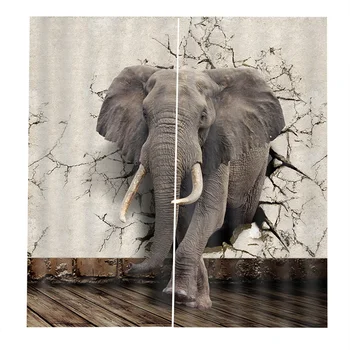 

Elephant Printed Blackout Curtains For Bedroom Window Curtains For Living Room 85% Shading 3D Height 200Cm Width 170Cm