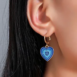 New Love Color Drop Oil Earrings Fashion Personality Peach Heart Earrings Cute All-match Earrings Jewelry