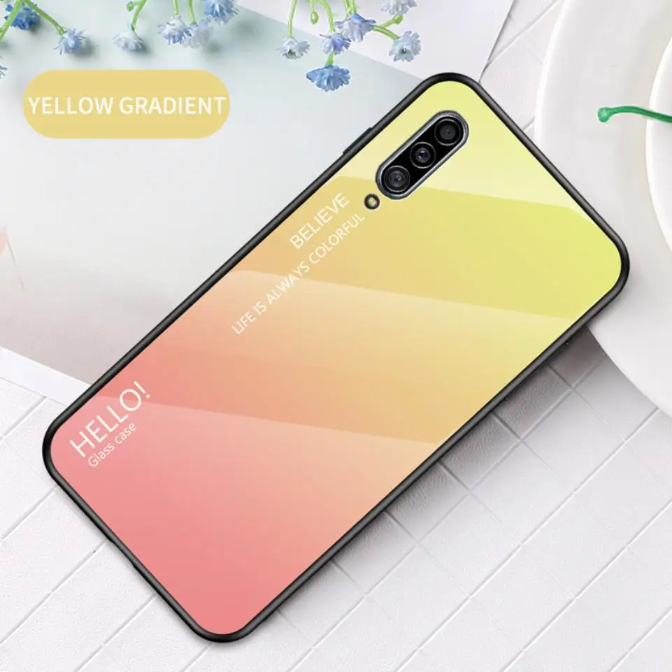 Для Xiaomi Mi 9T 9 8 Pro Lite Se Explorer 6X 5X модный градиентный цвет корпус из закаленного стекла противоударный чехол для телефона задняя крышка - Цвет: yellow pink