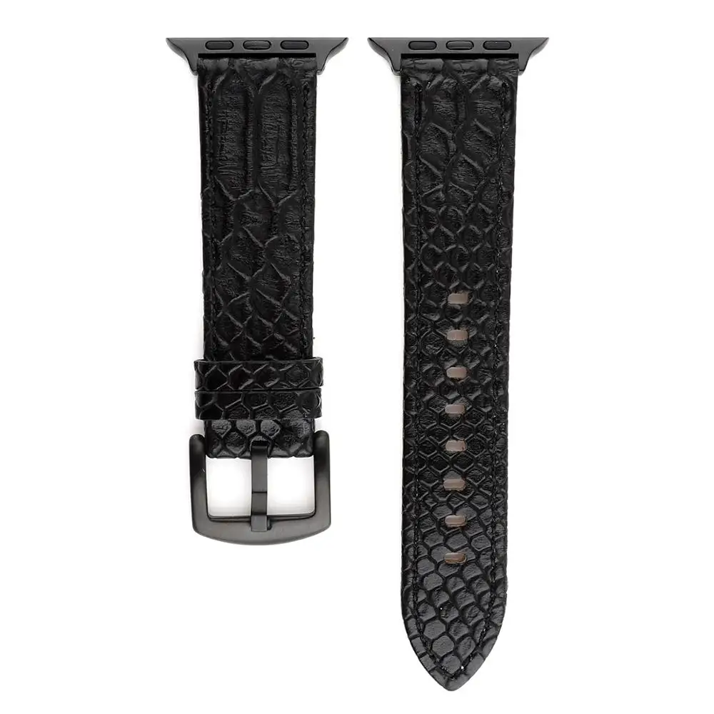 Аксессуары для часов из натуральной кожи для Apple Watch Band 44 мм 40 мм и Apple Watch Band 42 мм 38 мм серия 5 4 3 2 1 ремешок для часов Retr - Цвет ремешка: Black