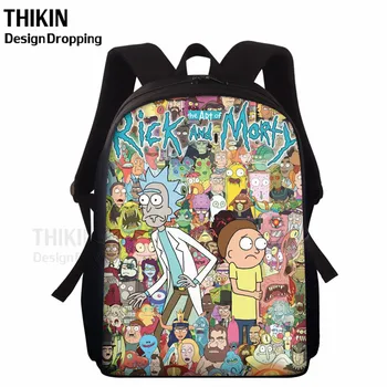 

THIKIN 2020 Anime Rick And Morty Backpack School Bags For Teenagers 15inch Children Bookbags Students Travel Scool Bag Mochila