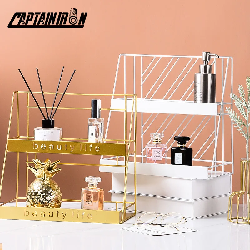 Подставка для хранения косметики мелочей металлическая полка кухонные