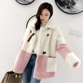 

Woman Faux Lamb Woolen Jacket Coat Winter Warm Fluffy Coat