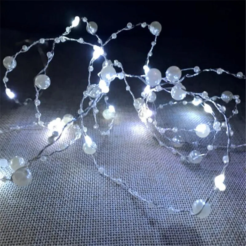 Ручной работы 50LED медный провод жемчужный шар Сказочный светильник, свадьба, часть, Рождество, декор для спальни 5 м, питание от батареи