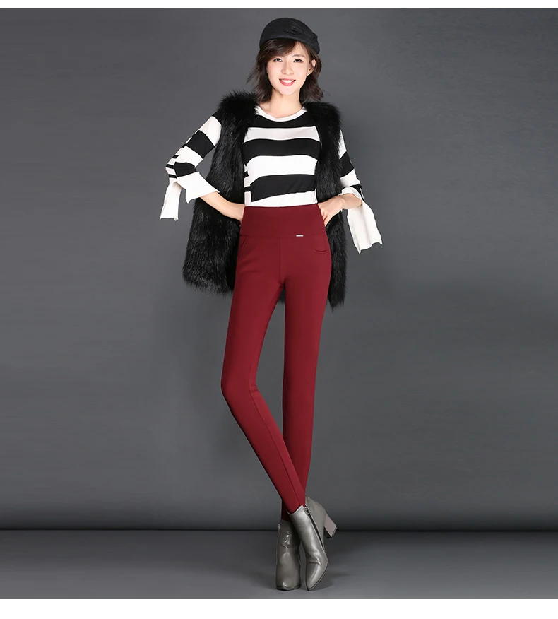 

Winter Leggings Women Plus Size High Waist Stretch Thick Legging Solid Skinny Warm Velvet Pencil Pants Lady Trousers P8667