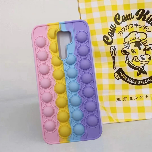 For Redmi Note 9 Pro 9S 7 8 Pro Push Pop Bubble Fidget Toy Soft Case for Redmi 9 9T 9C 9A Mi Poco X3 M3 Sensory Stress Reliver Redmi 9