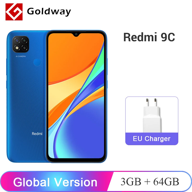 Xiaomi-Smartphone Redmi 9C 9 C, versión Global, y 64GB 3GB, Helio G35 Octa Core, cámaras traseras de 13MP, pantalla de 6,53 , 5000mAh, reconocimiento de huella dactilar