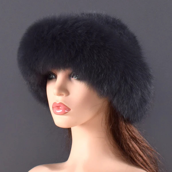 women Real mink Fur Bomber Hats winter Genuine Fox fur Cap Luxurious Quality Winter hat Elastic Warm Soft Fluffy natural fur hat - Цвет: Dark Grey