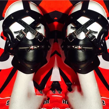 

Nightclub Bar Female Singer Gogo Performance Mask Patent Leather Pu Performance Headgear Party Halloween Cosplay Props DWY3339