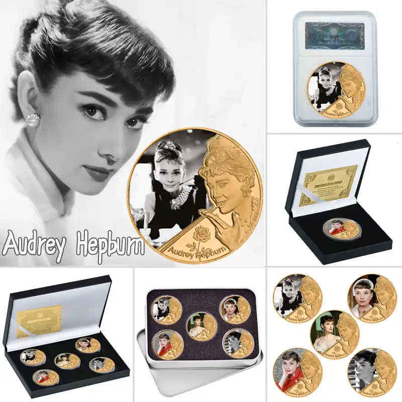 オードリー ヘップバーンゴールド記念コインセットコインホルダースーパースターファッションアイコンチャレンジコイングッズのギフト Aliexpress