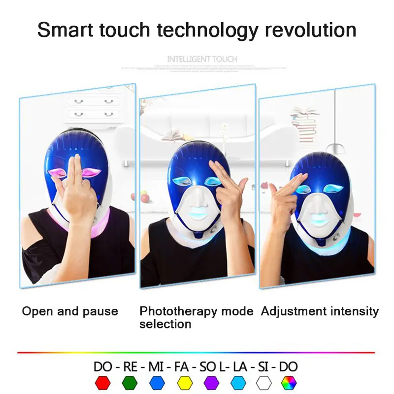 

Light Therapy Mask Light Facial Mask Led Facial Mask Gold 7 Colors Skin Care Rejuvenation Whitening Electric Pretty