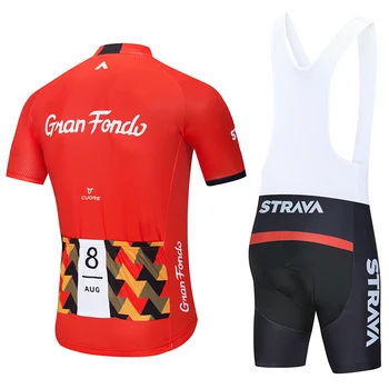 

2020 New Team 19D Bicycle STRAVA Pro Red Short Sleeve Cycling Jersey Mens Cycling Jersey Summer Breathable Cycling Clothing Sets