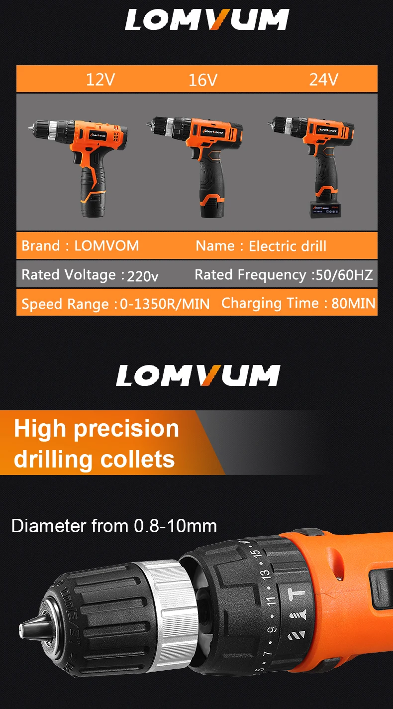 LOMVUM электрическая ST дрель шуруповерт аккумуляторная отвертка инструмент ударные Аккумуляторные дрели 2 литий-ионных аккумулятора Винт роторный инструмент