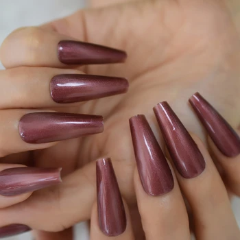

Handmade Fake Nails Thick Reuseable Extra Long Coffin Predesigned Acrylic Artificial False Nails Salon Quality with Glue Sticker