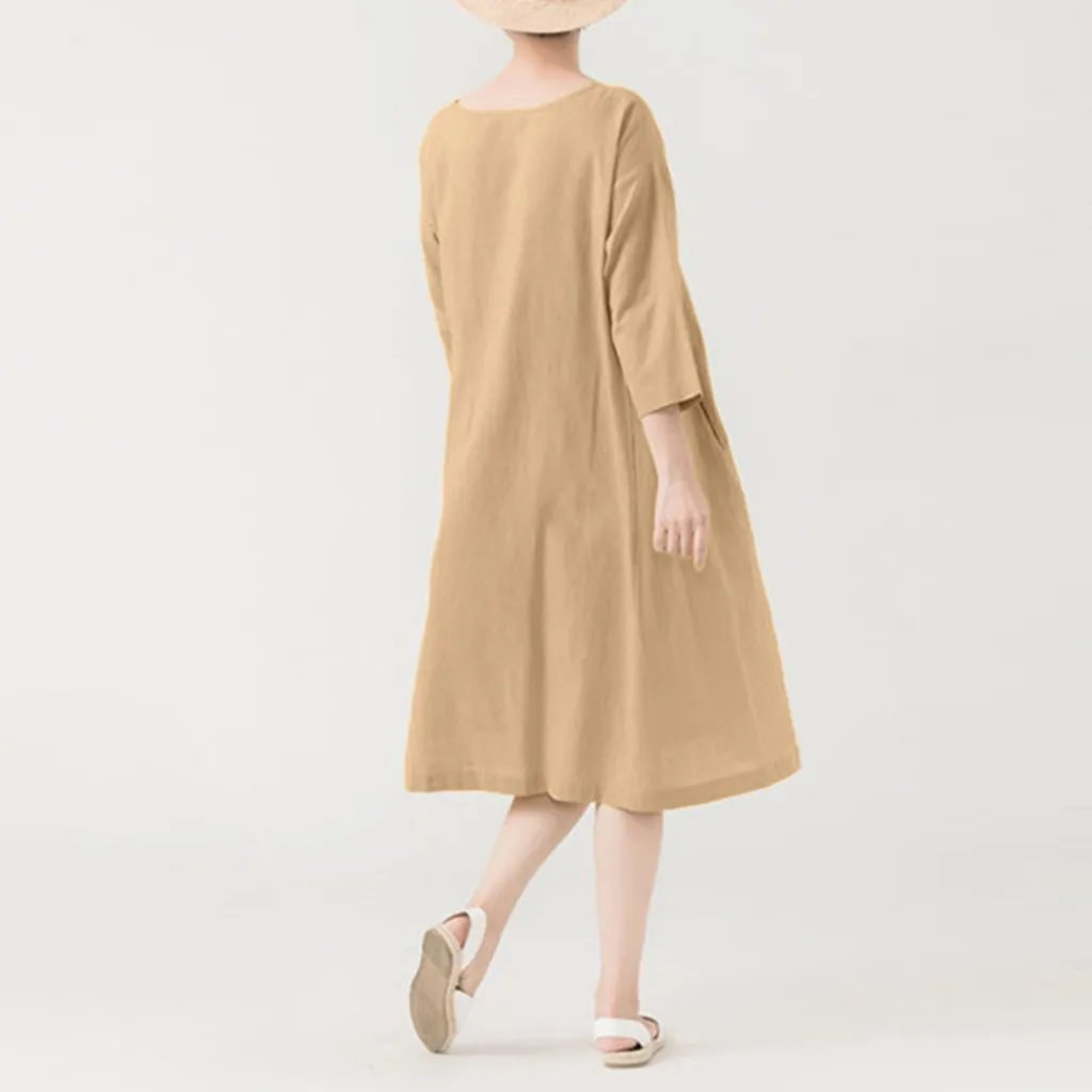 DressesLadies' Летняя мода Темперамент круглый шеи сплошной Цвет A-Line платье vestidos de fiesta de noche# 30-35cheap цена