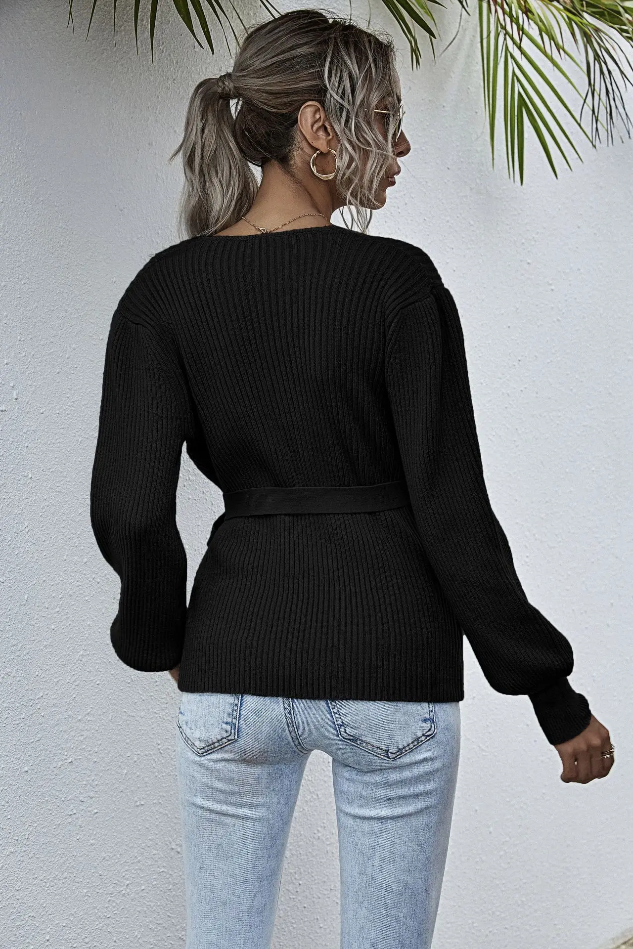 120134亚马逊爆款腰带裹胸针织衫