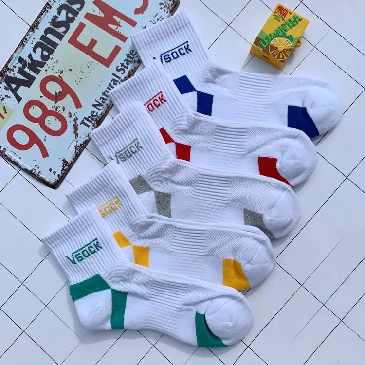 Носки до середины икры для взрослых, носки с квадратным корнем для занятий спортом, физкультурой, вязанные Простые Спортивные командные спортивные Клубные носки