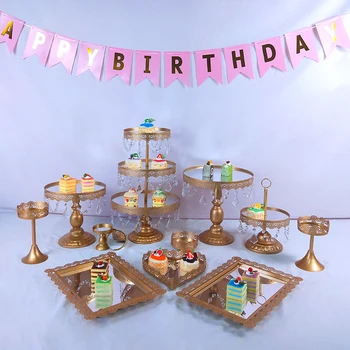 

Tobs Gold Mirror Cake Stand Cake Decorating Tray Cupcake Display Plate Wedding Party Round Dessert Holder Bakeware Supplies Tool