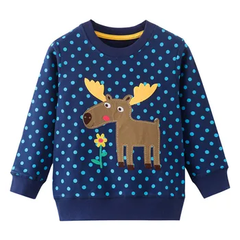

Jumping Meters Warm Winter Sweaters for Girls Cotton Animals Applique Polka Dot Kids Sweatshirts Autumn Spring Girls Clothing