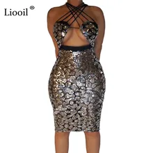 Liooil, сексуальное облегающее платье миди с пайетками, осень, асимметричные облегающие платья, женские Вечерние наряды для ночного клуба