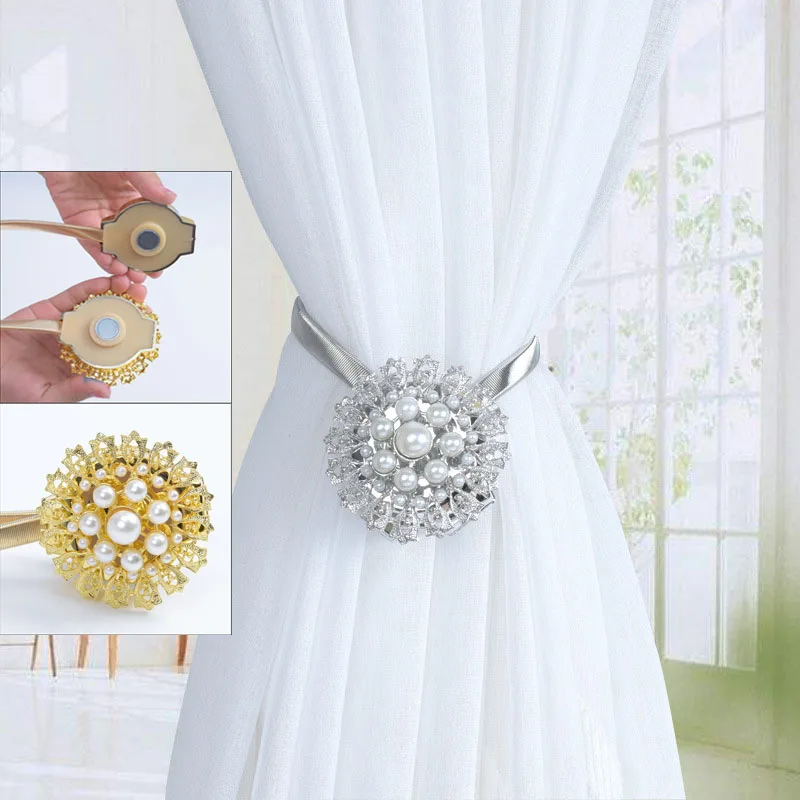 

1Pcs Curtain Buckle Spring Magnetic Curtain Tiebacks For Living Room Holdback Curtain Strap Tie Rope Home Decor Accessories
