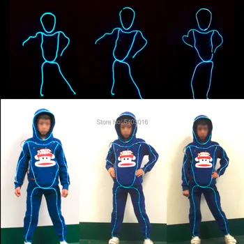 

Fashion Stage Show in Dark Night DIY Decoration Props Led Costume EL Wire Neon Suit Light up Performance Toy