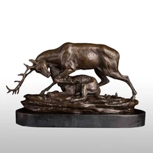 ATLIE бронзовые олени с детской скульптурой И Статуей винтажные медные статуэтки металлические художественные работы для украшения дома и офиса