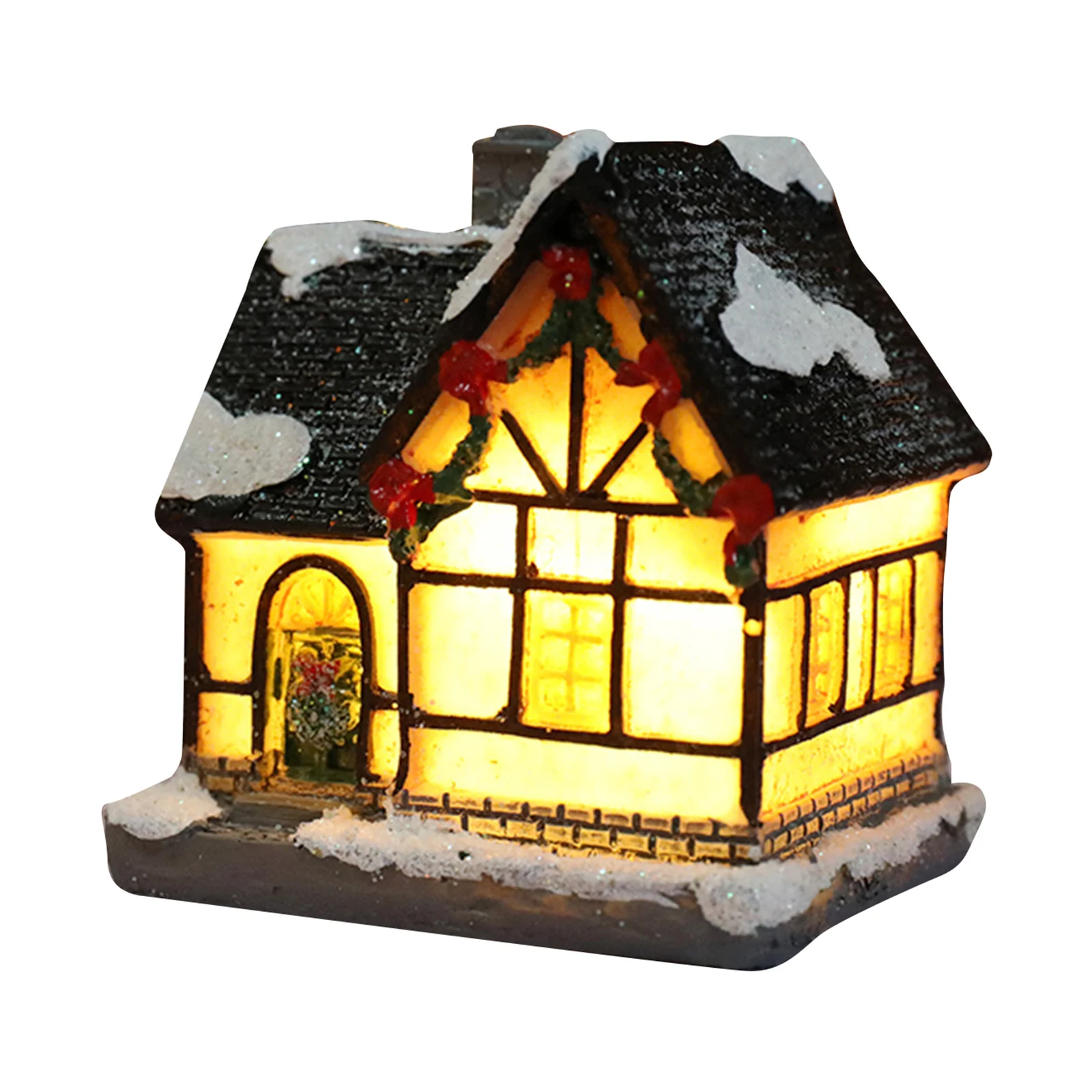 6PCS Christmas Ornament Set Doll House Village Light Up Christmas House Winter Holiday Garden Decoration Children Gift Set