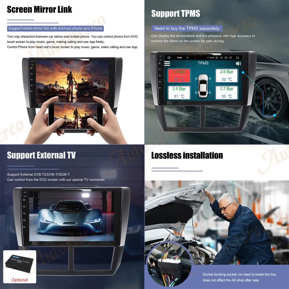 Android 10.0 6+128G 360 CAM For Subaru Forester WRX 2008-2014 Car Radio GPS Multimedia Player Carplay Auto Navigation Head Unit