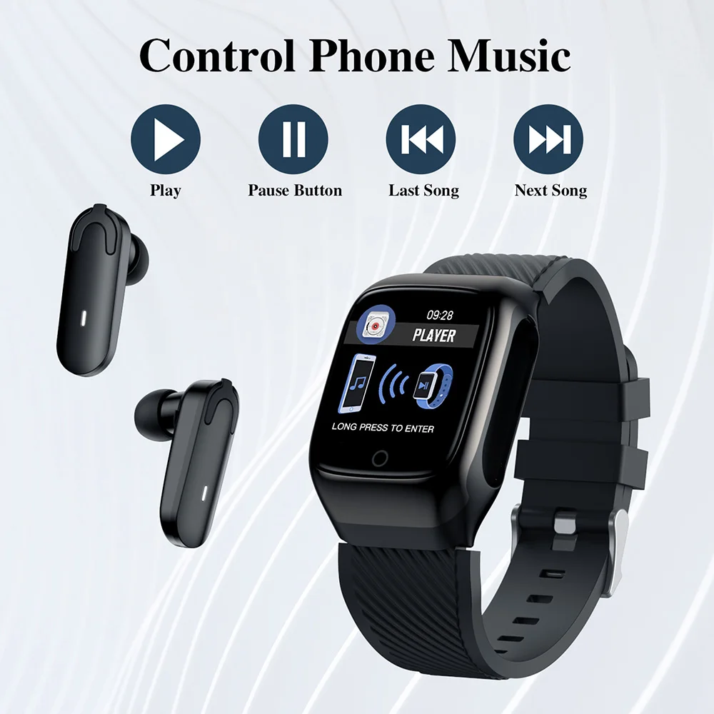 Bluetooth earphone Smart Watch 2 in 1 Earbuds TWS wirless Earphones watetproof Smartwatch Music Sports touch for Exercise Run