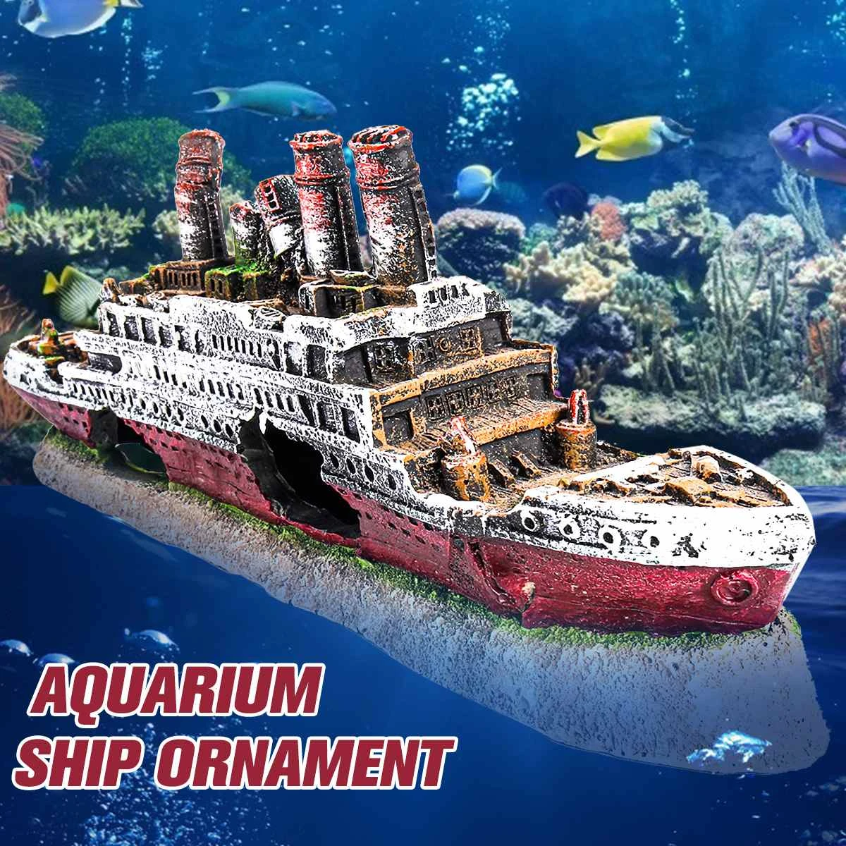 Aquarium Fish Tank Landscape Pirate Lost Ship Wreck Decor Resin Boat Military Shipwreck Ornament Aquarium Accessories Decoration Decorations Aliexpress