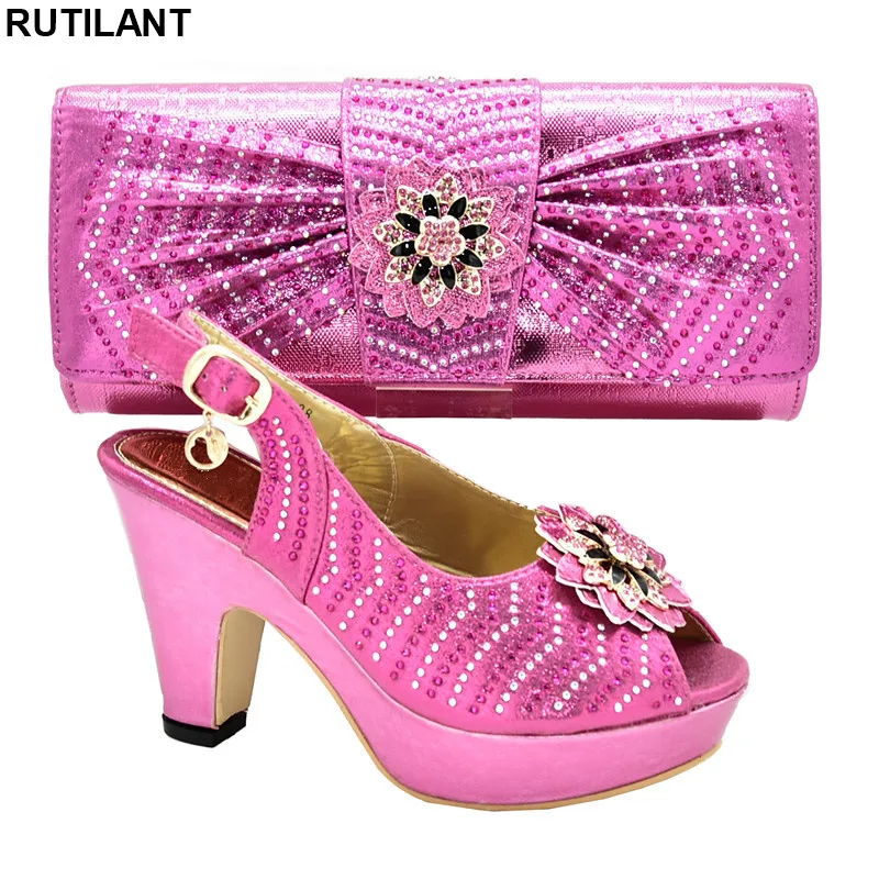 

Latest Design Woman Italian Shoes and Bags Set Italian Matching Shoe and Bag Set for Wedding High Quality Women Shoes High Heel