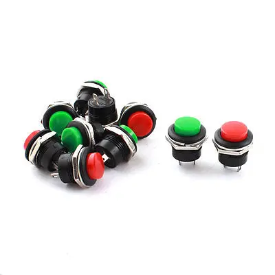 

10 Pcs AC 250V 3A 16mm Panel Mounting SPST Momentary Pushbutton Switch