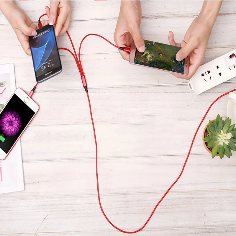 Cafele USB 3 в 1 кабель 2,4 быстрое зарядное устройство type-c Usb кабели для Xiaomi Mi9 huawei Red rice Note Android IPhone Xs Max samsung