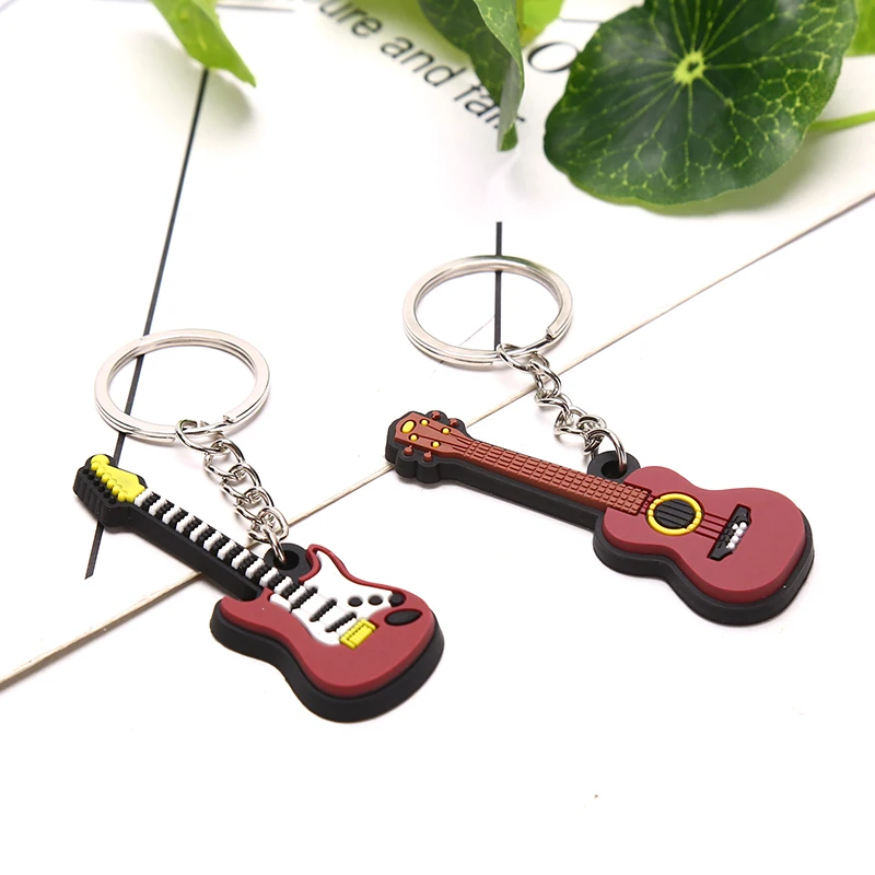 Creative Mini Musical Instrument Keychain Cute Silicone Guitar Piano