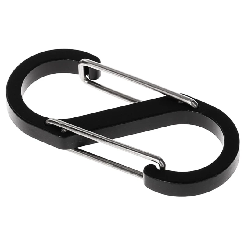 Черный S Shape Aluminum Alloy Two-way Buckle Key Ring Travelling Supply Outdoor Sports A6HC - Цвет: Черный