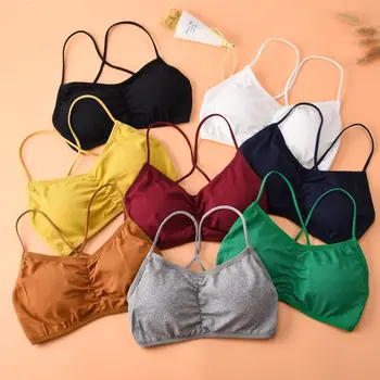 

Seamless Women Solid Color Bras Cross Beauty Back Bottom Wrapped Chest Sexy Tube Top Wire Free Anti-light Girl Underwear