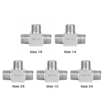 

3 Way Pipe Fittings 1/8 1/4 3/8 1/2 3/4 304 Stainless Steel Male Thread Pipe Connector High Pressure for Water/Gas/Oil