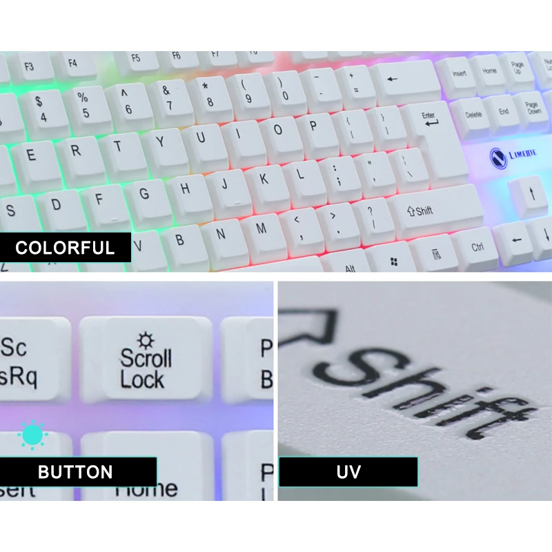 104 Keycaps Gaming Keyboard Colorful LED Backlit USB Wired Gamer Keyboard Professional Gaming Keyboard for PC 5
