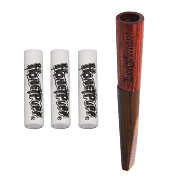 

LEAFMAN Natural Wooden Smoking Hand Pipe With 3pcs Free Active Charcoal Pipe Filter Tip Wood Cigarette Pipes One Hitter Bat