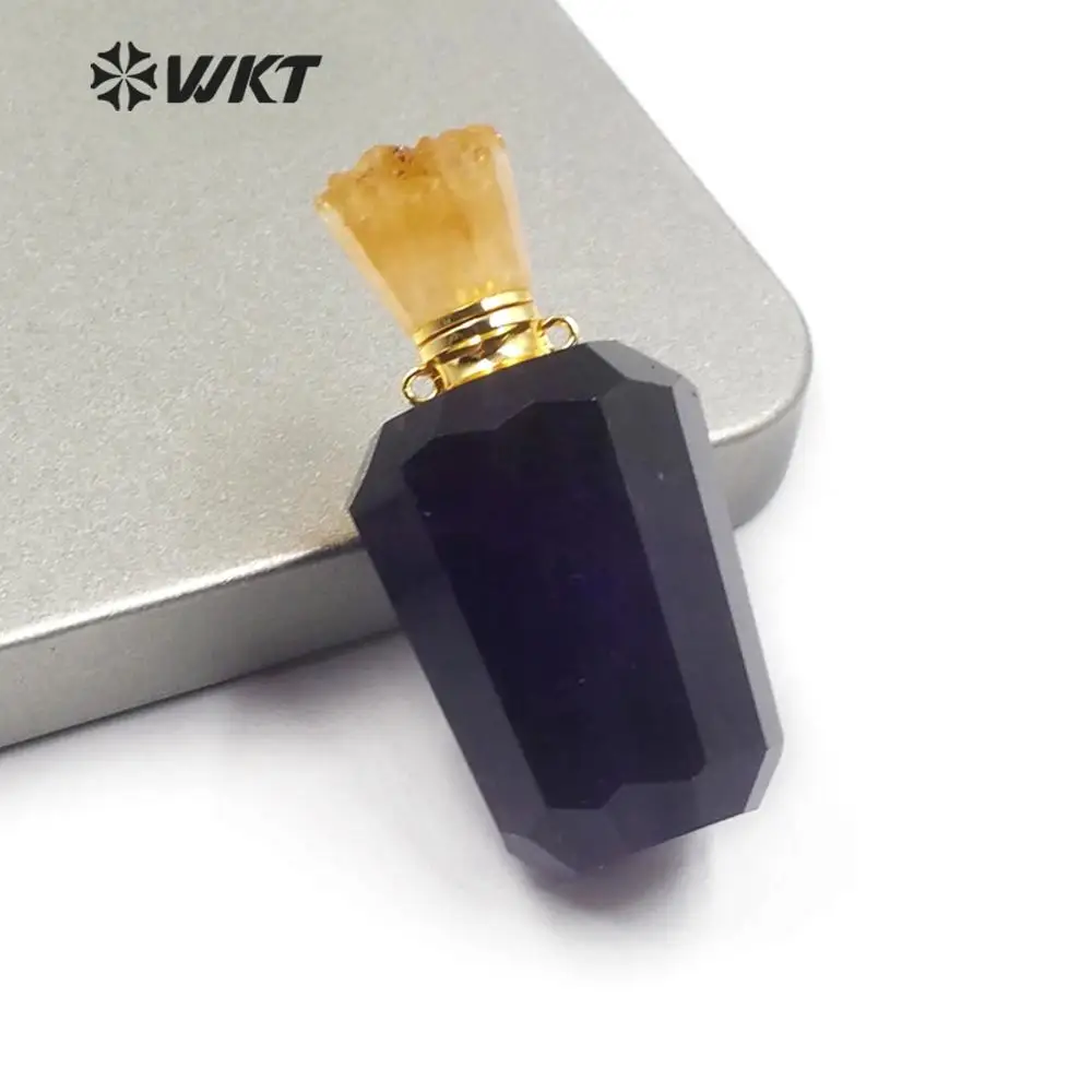 b WT-P1477 WKT опционально несколько цвета натуральный камень подвеска в виде бутылочки парфюма с золотой Гальванизированный двойной круг подвесной крючок - Окраска металла: b