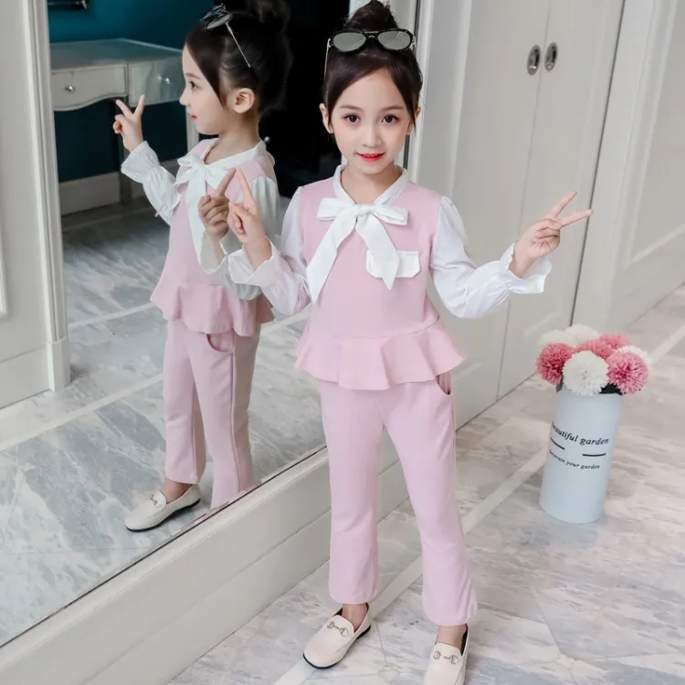 

Childrenswear Girls Autumn Clothing 2019 New Style Korean-style Big Boy Western Style Fashionable Set Spring And Autumn Children