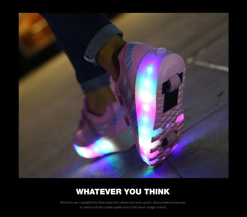 Tipsietoes Heelies светодиодный кроссовки для мальчиков и девочек с двумя колесами, повседневная обувь для катания на роликах chaussure, Размеры 29-40