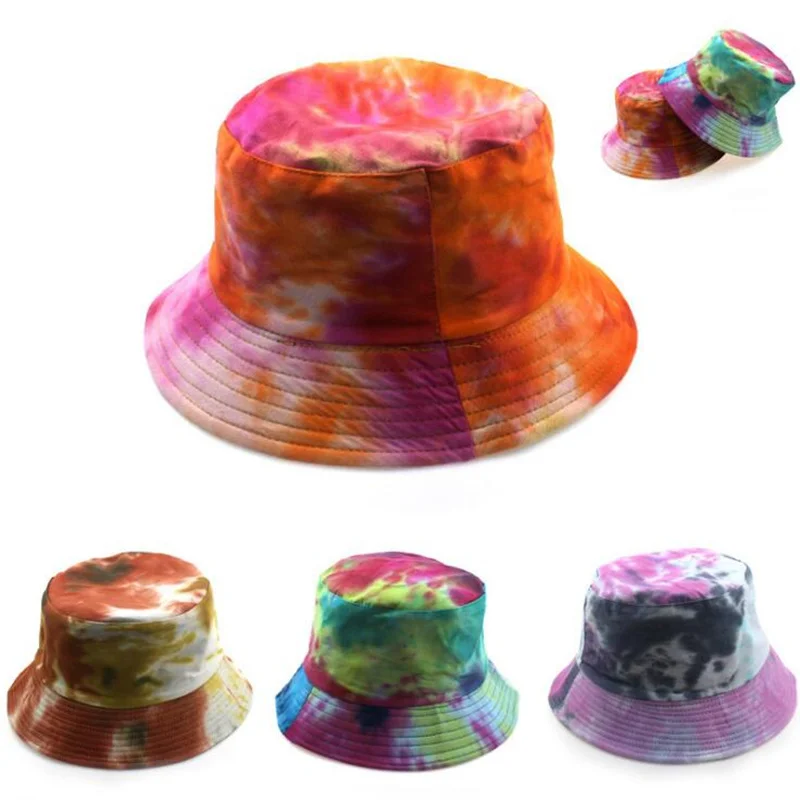 Tie Dye Двусторонняя модная Рыбацкая шляпа хлопок для пеших прогулок Рыбалка Кепка художника