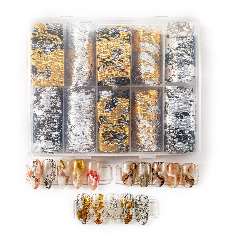 Nail Decoration Style Japanese Nail Gold Foil Net Star Paper Japanese Manicure Gold Leaf Fragment Manicure Charm Jewelry