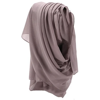 

Ladies Solid Color Pearl Chiffon Gold Powder Hui Baotou Turban Monochrome Shawl Headband Muslim Headscarf Scarf