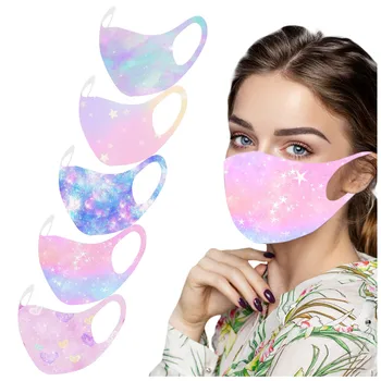 

Mascarillas 1PC Adult Ice Silk Mask Protective Dustproof Haze Star Printing Mask Washable Soft Reusable Face Mask Protective #K